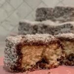 gluten free lamington vanilla sponge with chocolate